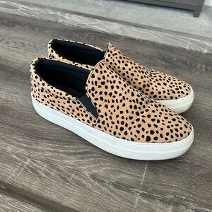 2/$30 Soda printed canvas style slip on sneakers. Leopard cheetah women’s size 9